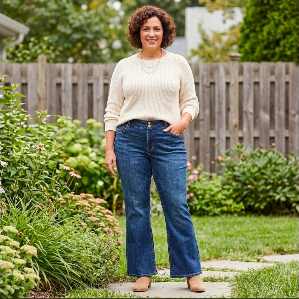 Lane Bryant High Rise Bootcut Jeans 22P Tighter Tummy Technology Blue Wide Leg